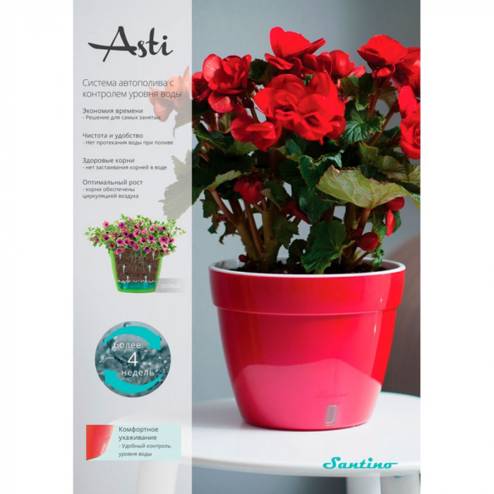 Горшок с автополивом ASTI 18 л белый-черный Santino-4