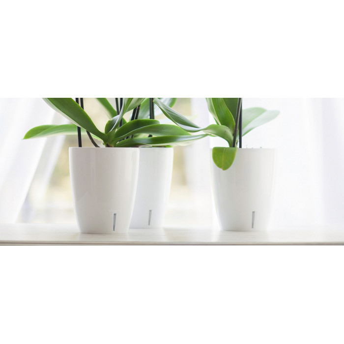 Горшок для орхидеи - с системой фитильного автополива ORCHIDEA TWIN белый 2л-1
